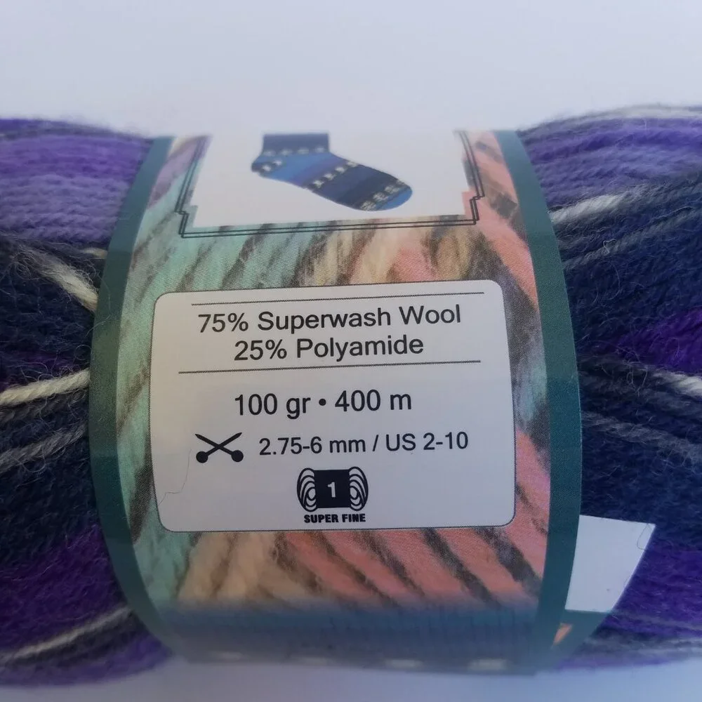 4-pack Ice Yarns Super Sock in Purple Shades Grey 4 skeins of yarn